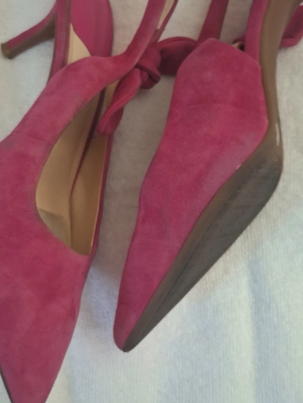 Alex Marie Berry Pink Pointed Slingback Heels with Side Bow